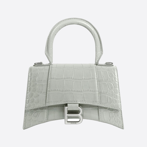 발렌시아가 그레이 레더 아워글래스 S 핸드백 블랙 5935461LR6Y1108