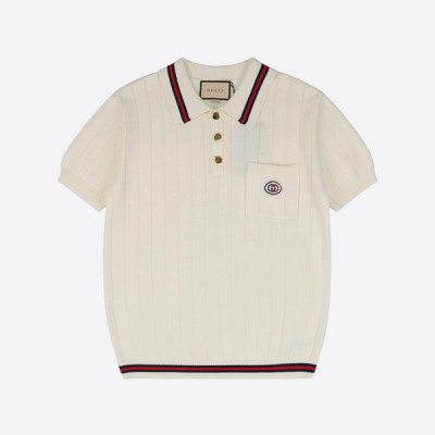 레플 구찌 코튼 니트 폴로 화이트 웹 오프 화이트 레플리카