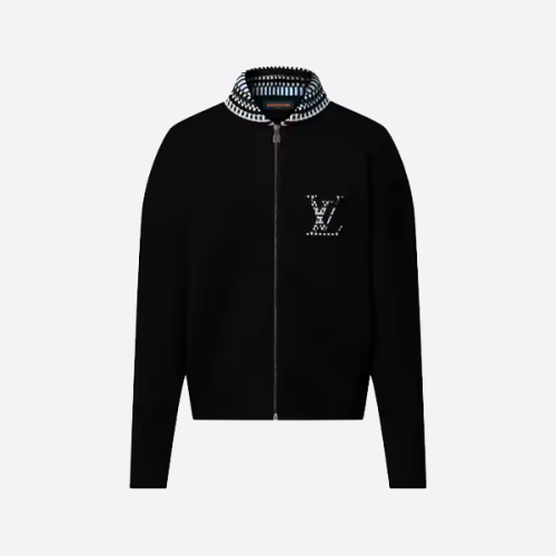 루이비통 아플리케 자수 니트 지퍼업 재킷