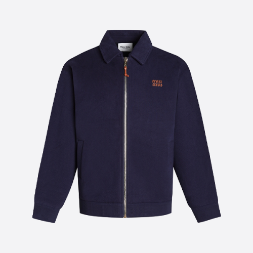 미우미우 가죽 로고 지퍼 재킷