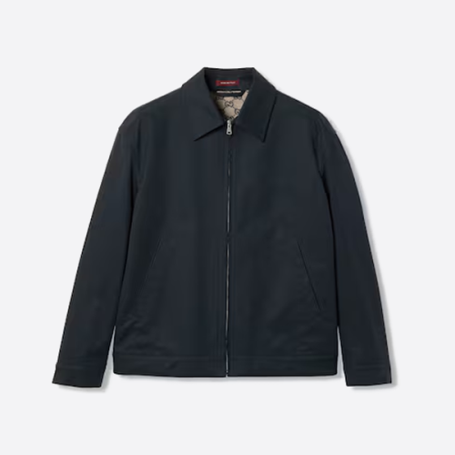 구찌 솔리드 컬러 재킷 (소형 가슴 로고 블랙)
