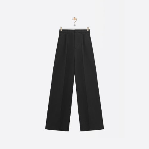 로에베 솔리드 코튼 플리츠 캐주얼 팬츠