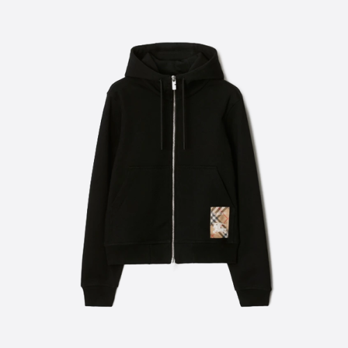 버버리 체크 코튼 지퍼업 후디 재킷