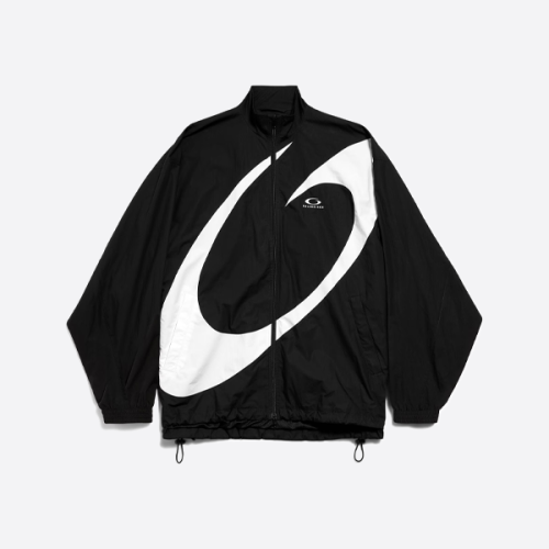 발렌시아가 라지 링 스티칭 블랙 앤 화이트 윈드브레이커 재킷