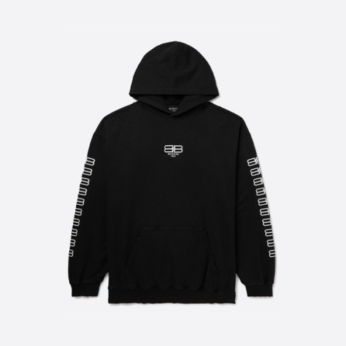 발렌시아가 더블 B 자수 워시드 후드 스웨트셔츠