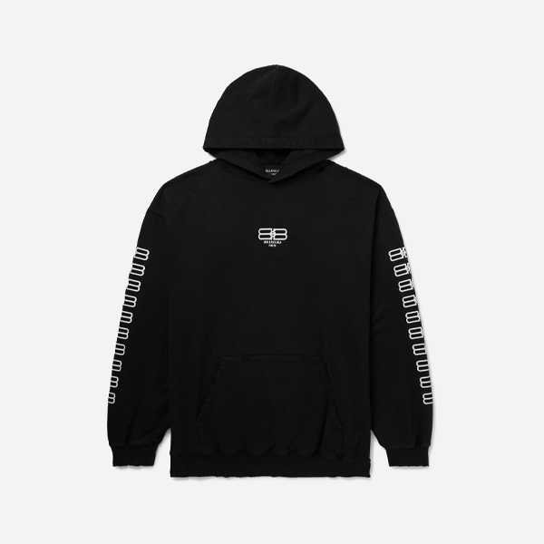 발렌시아가 더블 B 자수 워시드 후드 스웨트셔츠