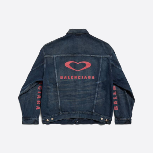 발렌시아가 레드 사이드 레터링 데님 재킷