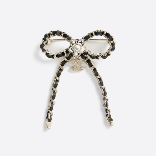 샤넬 블랙 가죽 리본 브로치 ABG282B21853U3436