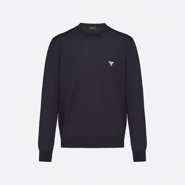 프라다 파인 울 니트 크루넥 스웨터 블랙