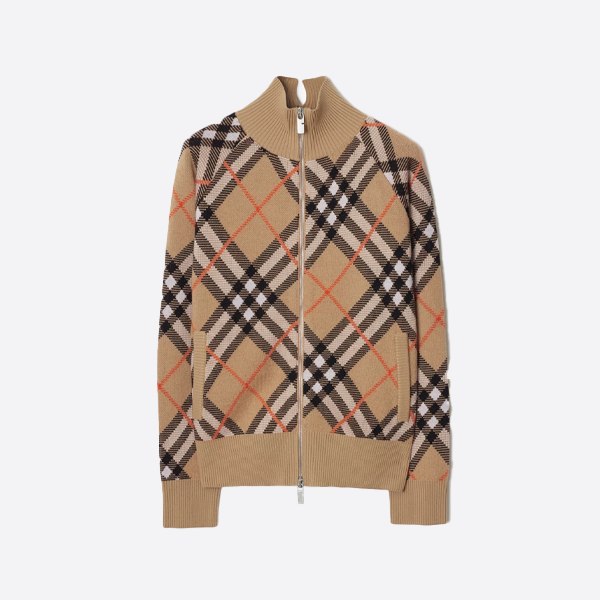 버버리 빈티지 체크 하이넥 집업 스웨터