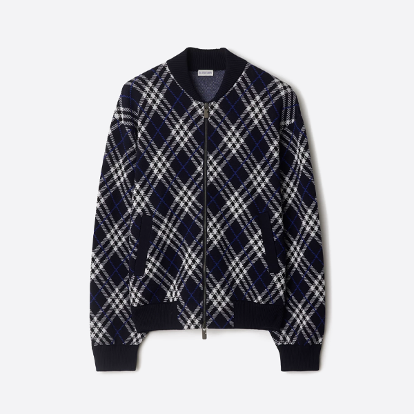 버버리 아가일 자카드 니트 트랙 재킷