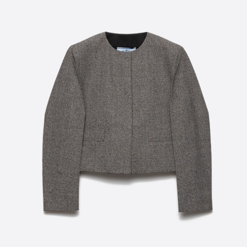 프라다 테일러드 크롭 재킷 그레이