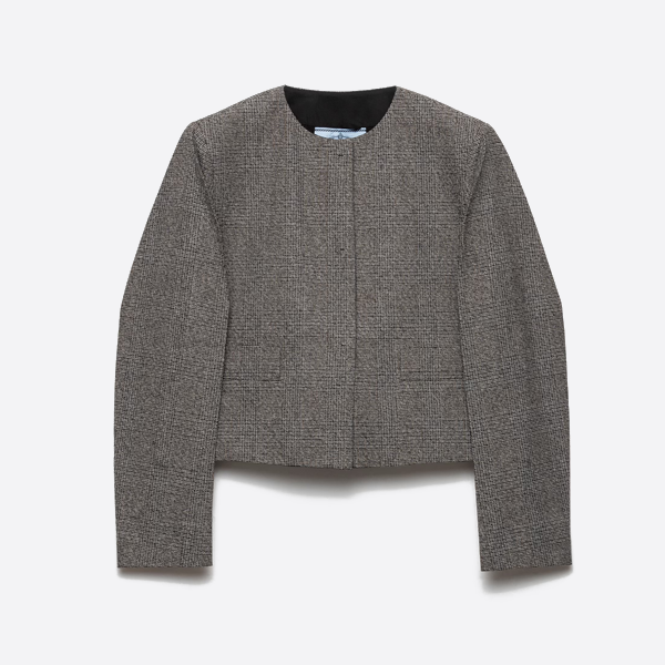 프라다 테일러드 크롭 재킷 그레이