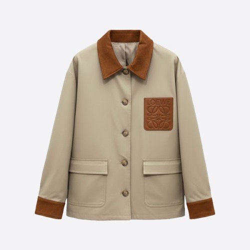 LOEWE Suede-Trim Anagram Jacket brown