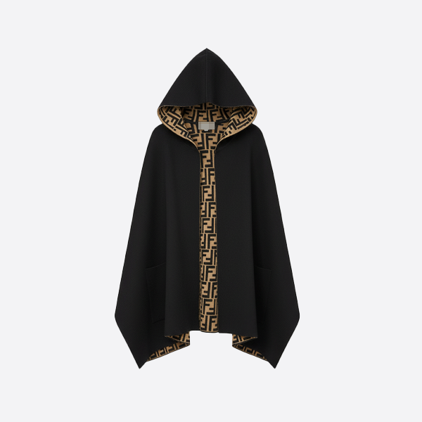 FENDI FF Logo Reversible Hooded Cape