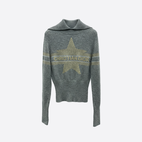 DIOR Star Logo Knit Sweater gray