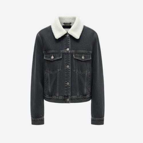 DIOR Shearling-Collar GrayDenim Jacket