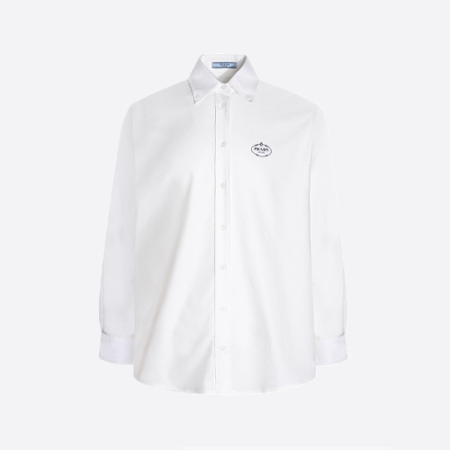 프라다 링 로고 긴팔 셔츠 화이트