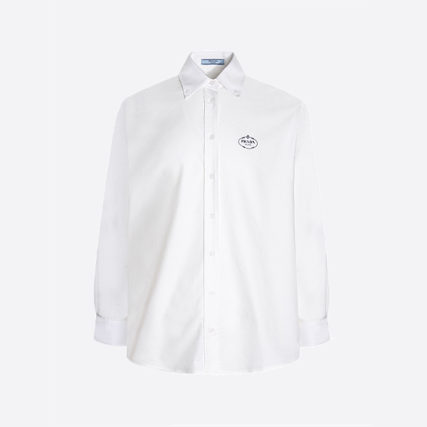 프라다 링 로고 긴팔 셔츠 화이트