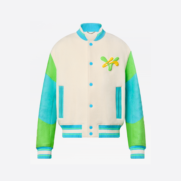 Louis Vuitton duck towel embroidered sleeves monogram embossed baseball jacket