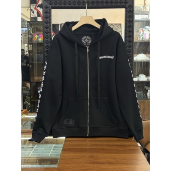 크롬하츠 블랙 산스크리트 지퍼업 재킷 120230