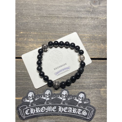 크롬하츠 옵시디언 3-실버 비즈 팔찌