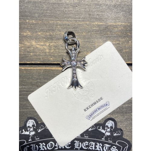 크롬하츠 풀 다이아몬드 티어드롭 크로스 펜던트