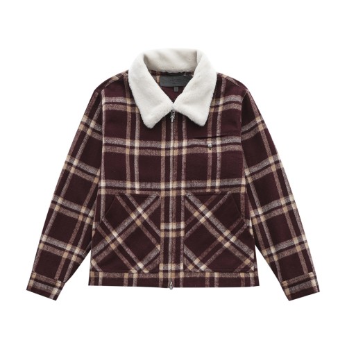 양털 칼라가 있는 크롬하츠 플레드 셔츠