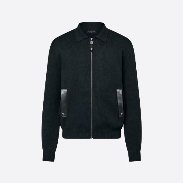 루이비통 가죽 및 니트 지퍼업 재킷