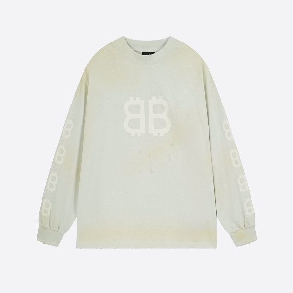 발렌시아가 머드다이드 긴팔 화이트