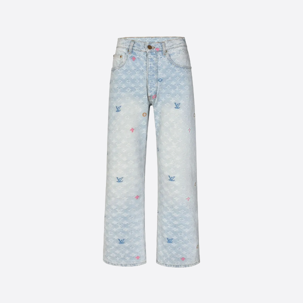 루이비통 페인트 자카드 청바지