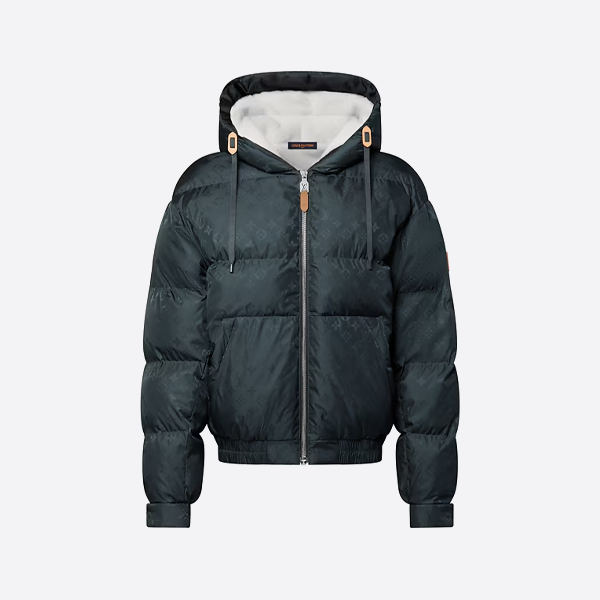 루이비통의 프린트 가죽 패치 스키 재킷