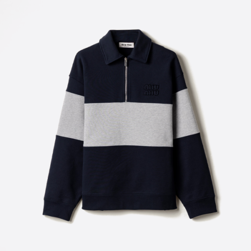 미우미우 하프 지퍼 코튼 스웨트셔츠