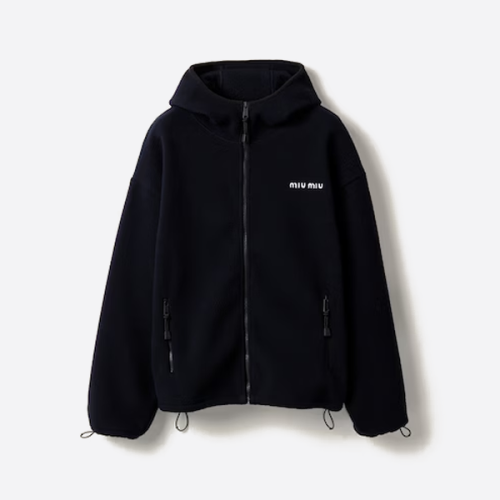 미우미우 플리스 지퍼업 후드 재킷