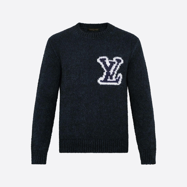 루이비통 로고 크루넥 스웨터 다크 블루