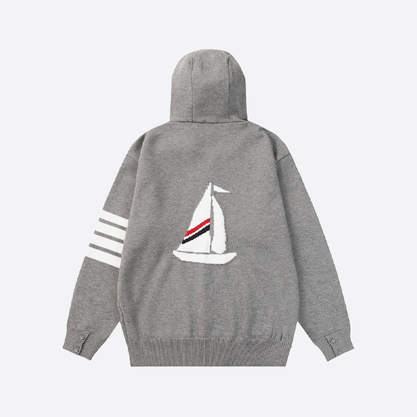 톰 브라운 포바 세일보트 후드 재킷 그레이