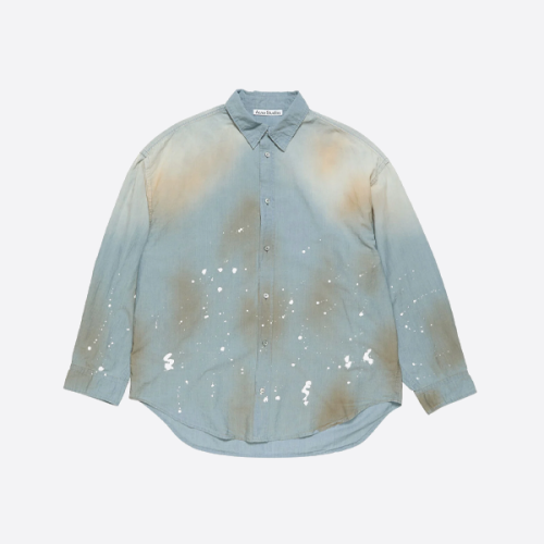 여드름 잉크 얼룩 디스트레스드 데님 셔츠