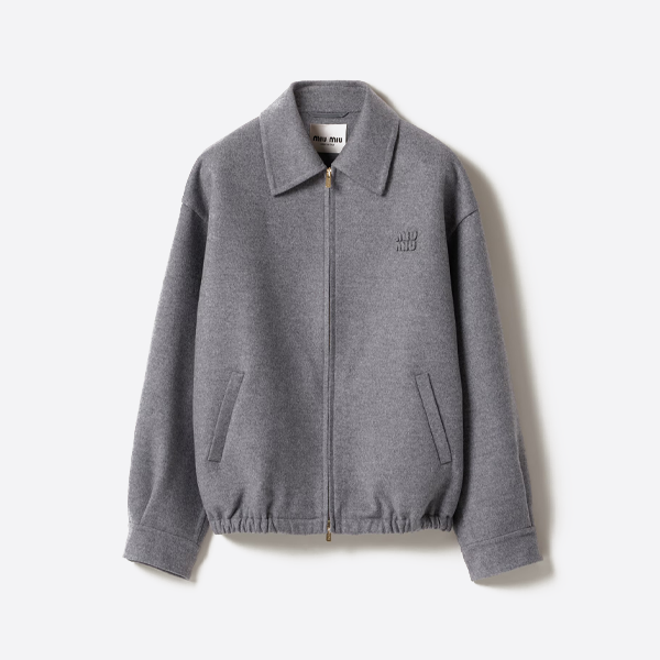 뮤 뮤의 캐시미어 자수 포함 지퍼 업 재킷