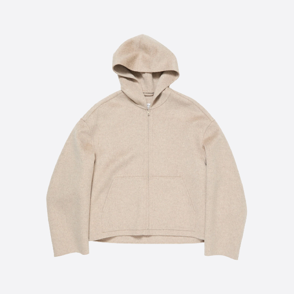 아크네 더블페이스 캐시미어 후드 재킷 (살구색)