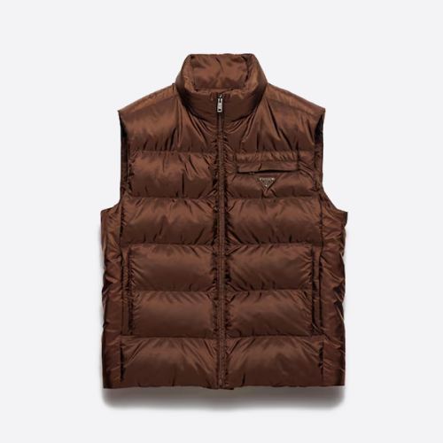 프라다 퀼팅 트라이앵글 마이크로 로고 베스트 브라운