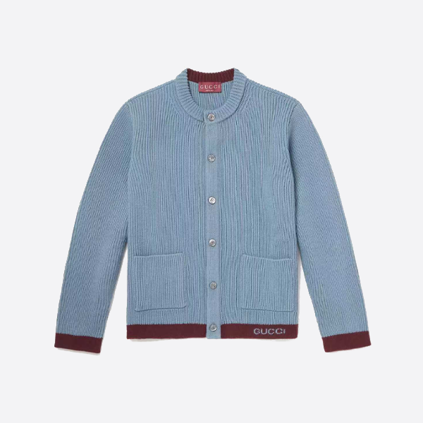 구찌 콘트라스트 컬러 싱글 브레스티드 스웨터