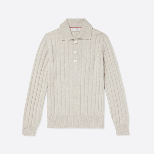 브루넬로 쿠치넬리 라펠 버튼다운 스웨터