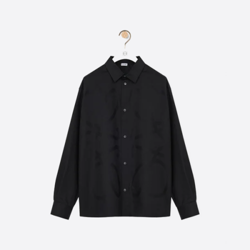 로에베 라지 플라워 패턴 롱슬리브 셔츠 블랙