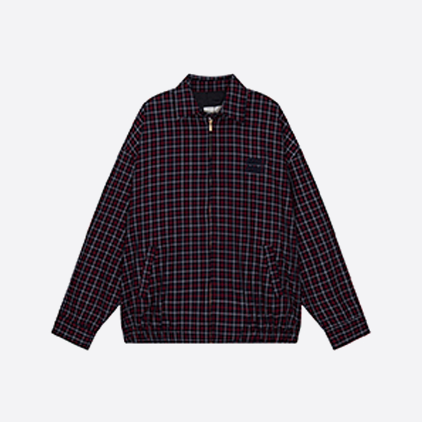 미우미우 블랙 앤 레드 플레드 라펠 재킷