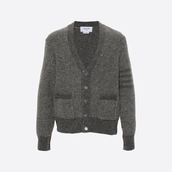 톰 브라운 텍스처드 니트 카디건 스웨터 그레이