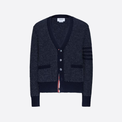 톰 브라운 텍스처드 니트 카디건 스웨터 블랙