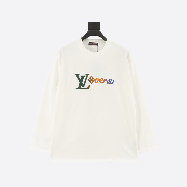 루이비통 컬러풀한 그라데이션 칫솔 자수 레터링 긴팔 티셔츠