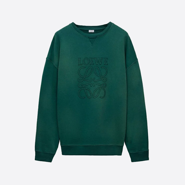 로에베 자수 로고 크루넥 스웨트셔츠 그린