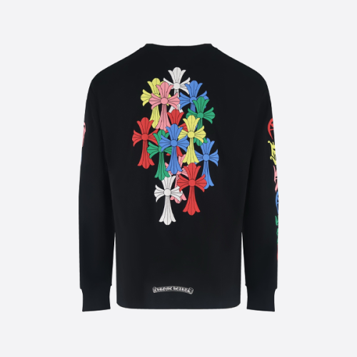 크롬하츠 컬러풀 크로스 긴팔 티셔츠 블랙