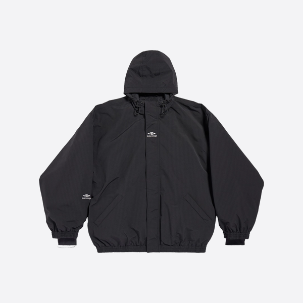 발렌시아가 자수 다운 재킷 블랙